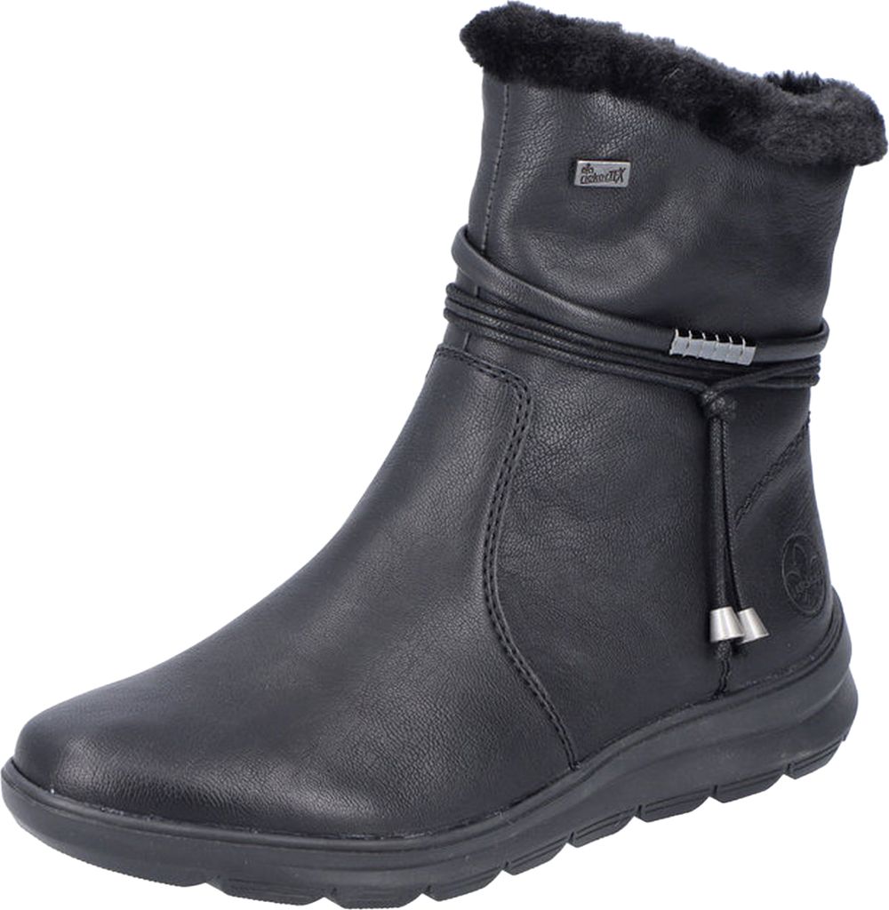 Rieker Damen Stiefelette Reißverschluss warm gefüttert Kordel Z0070, Größe:39 EU, Farbe:Schwarz