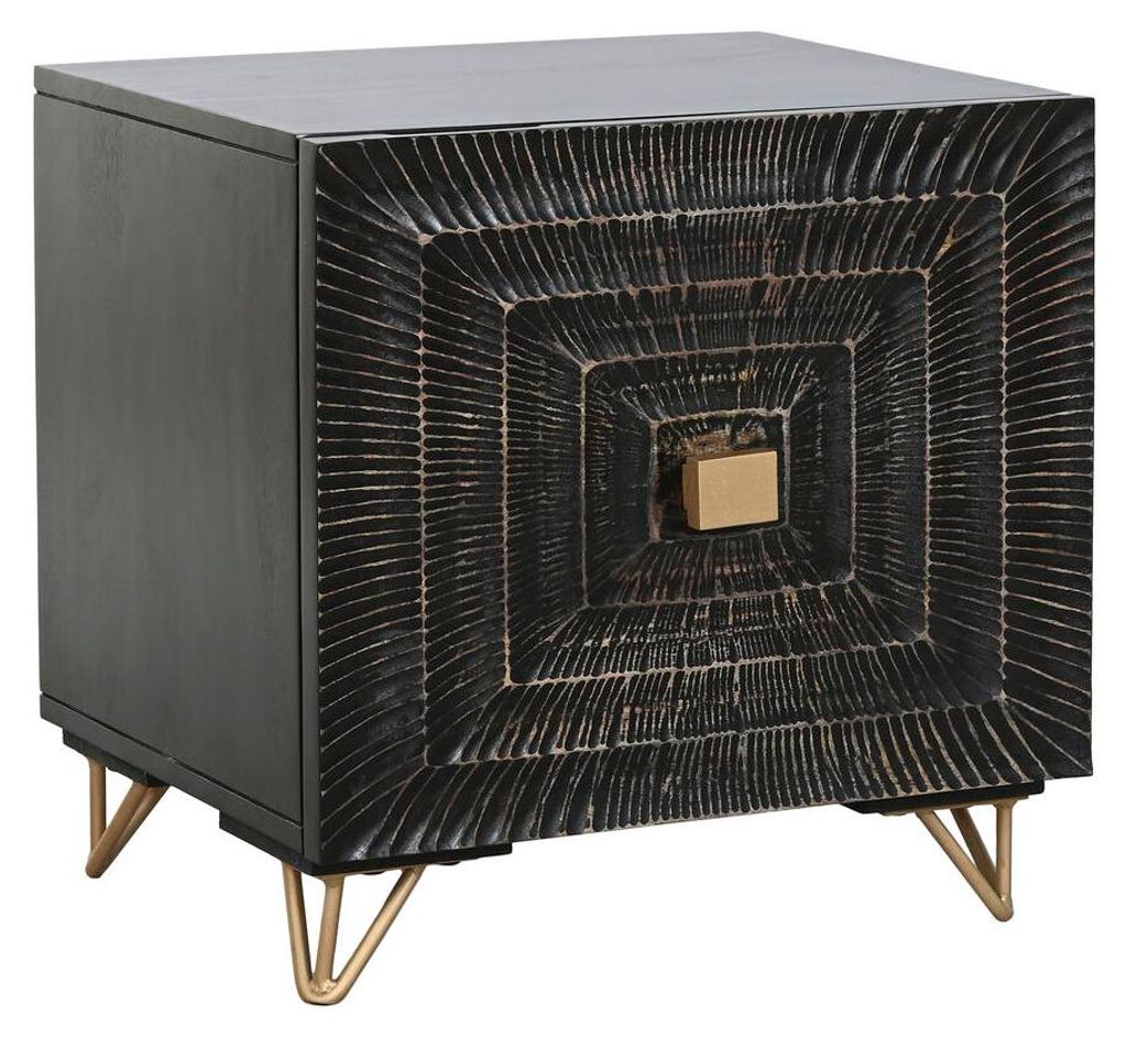 Nachttisch Home ESPRIT Schwarz Gold 50 x 40 x 50 cm