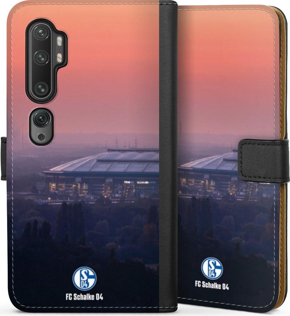 DeinDesign Klapphülle für Xiaomi Mi Note 10 Pro Handytasche Lederhülle Tasche FC Schalke 04 Offizielles Lizenzprodukt Stadion