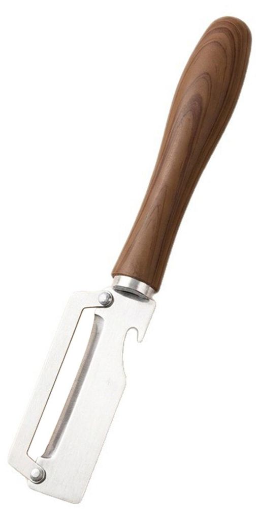 Multifunktionaler Gemüseschäler mit Holzgriff, 2-in-1-Edelstahlschäler und Flaschenöffner für Obst, Gemüse, Melonen und Kürbisse, Küchenhel...