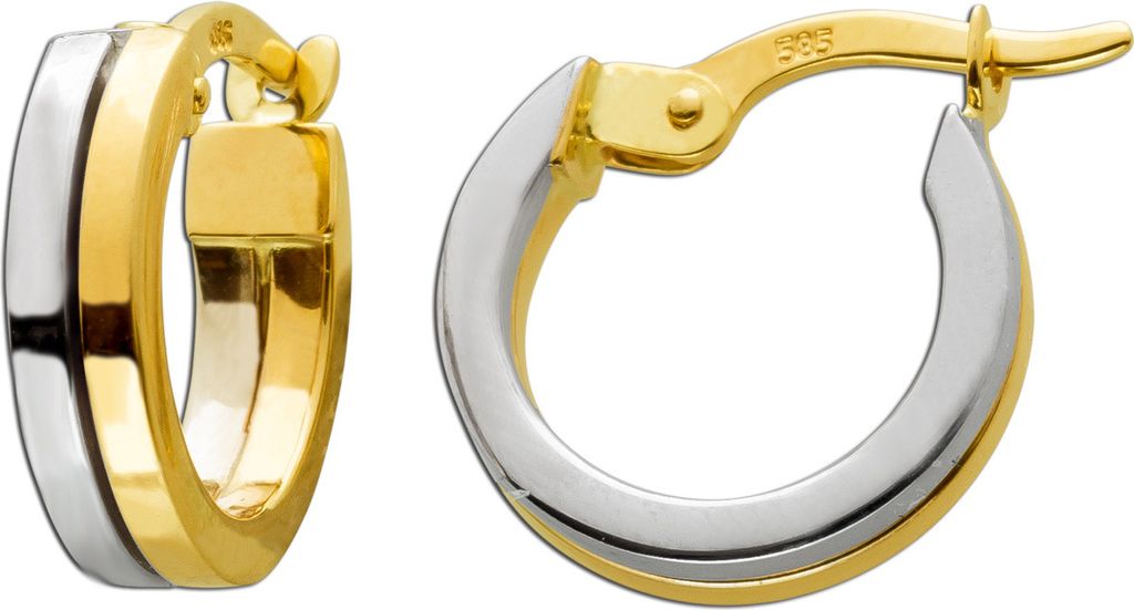 Creolen 12mm Gelbgold Weißgold 585 14 Karat Bicolor