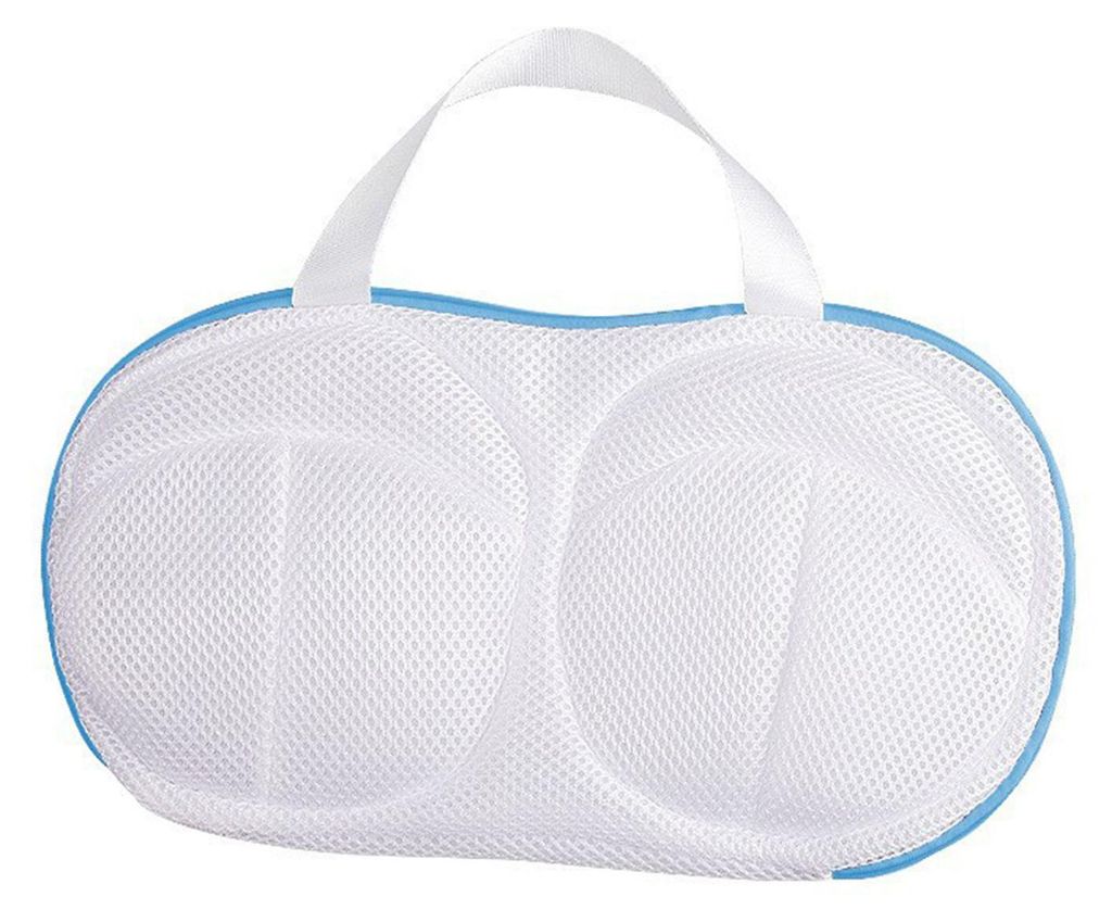 BH-Wäschesack mit Doppelreißverschluss, Polyester, Anti-Verformung, Netz-Waschbeutel für Waschmaschine, Hellblau
