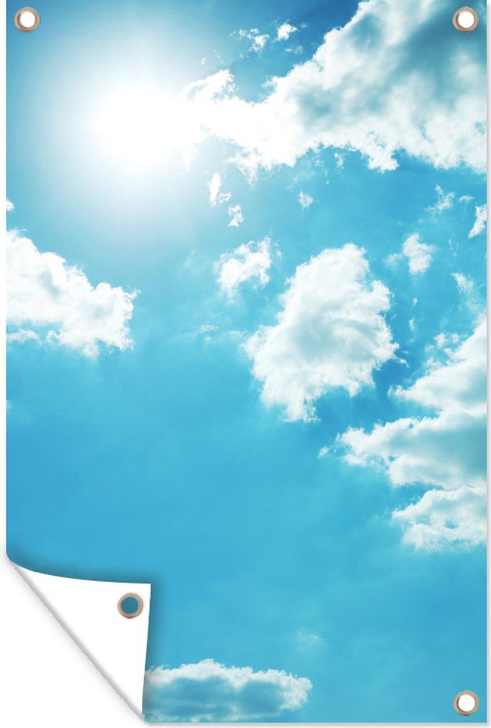 MuchoWow 40x60 cm Outdoor-Poster Gartendeko Sichtschutz Garten Poster für den Garten Sonne am bewölkten Himmel