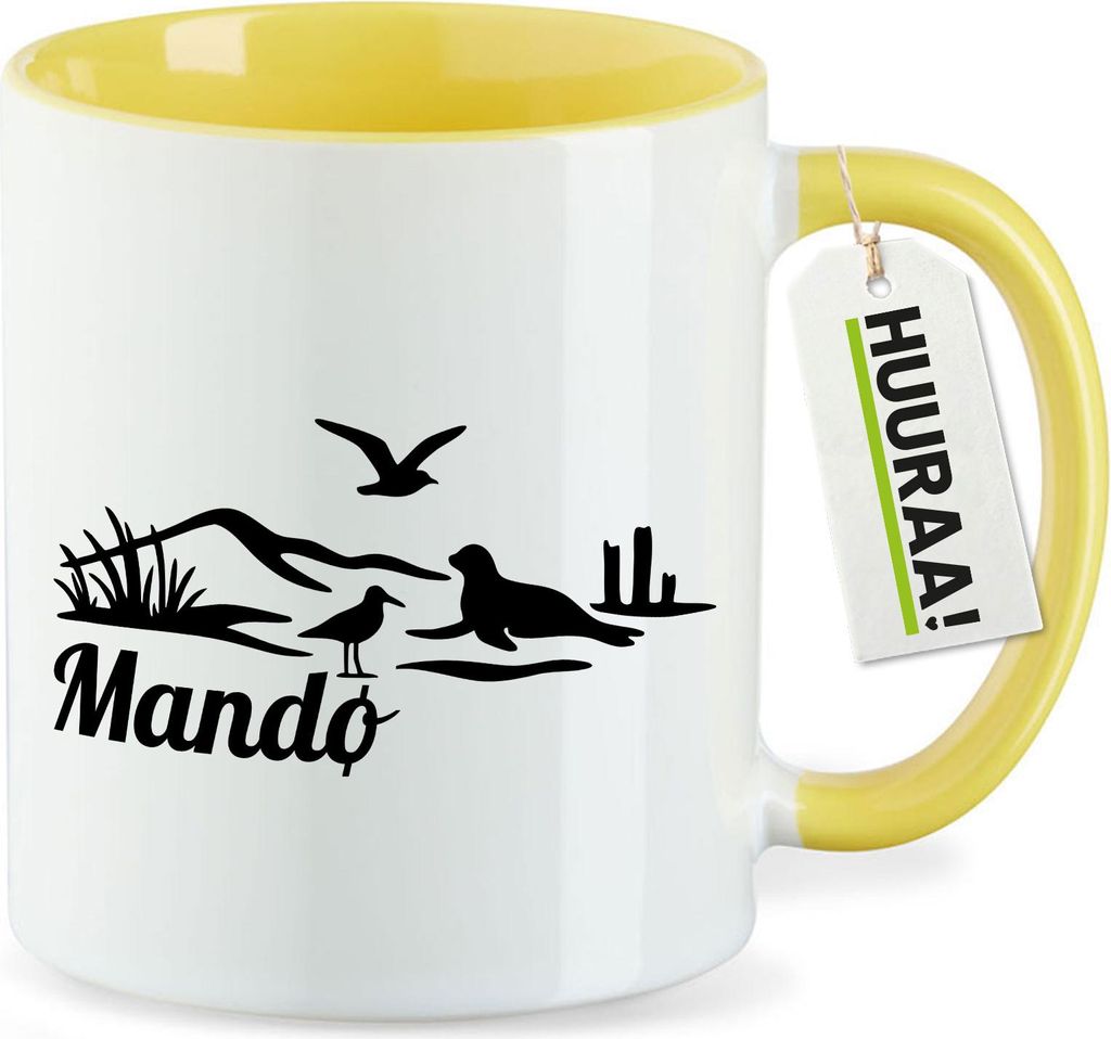 Huuraa Kaffeetasse Mandø Dänemark 330ml Gelb Keramik Kaffeebecher Geschenkidee