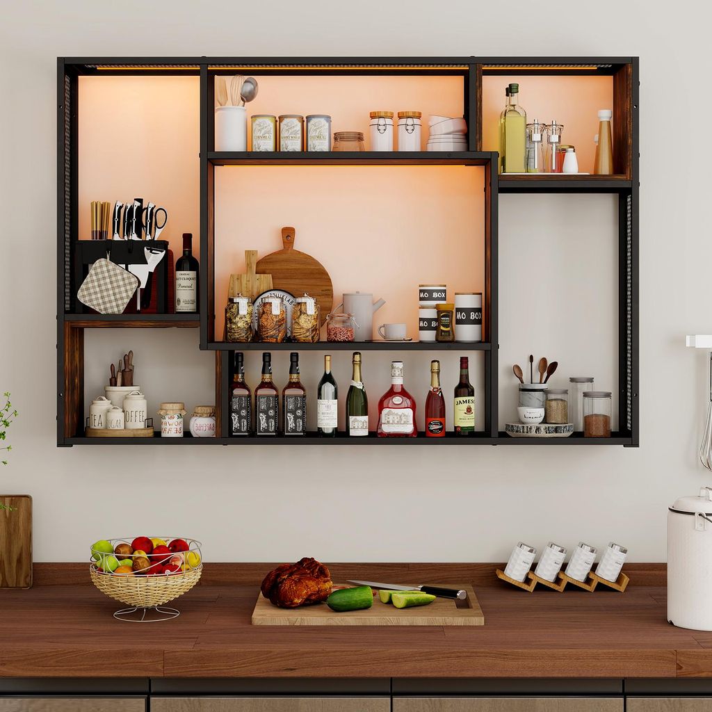 Puluomis étagère murale avec éclairage RGB 120cm MDF Image du produit 