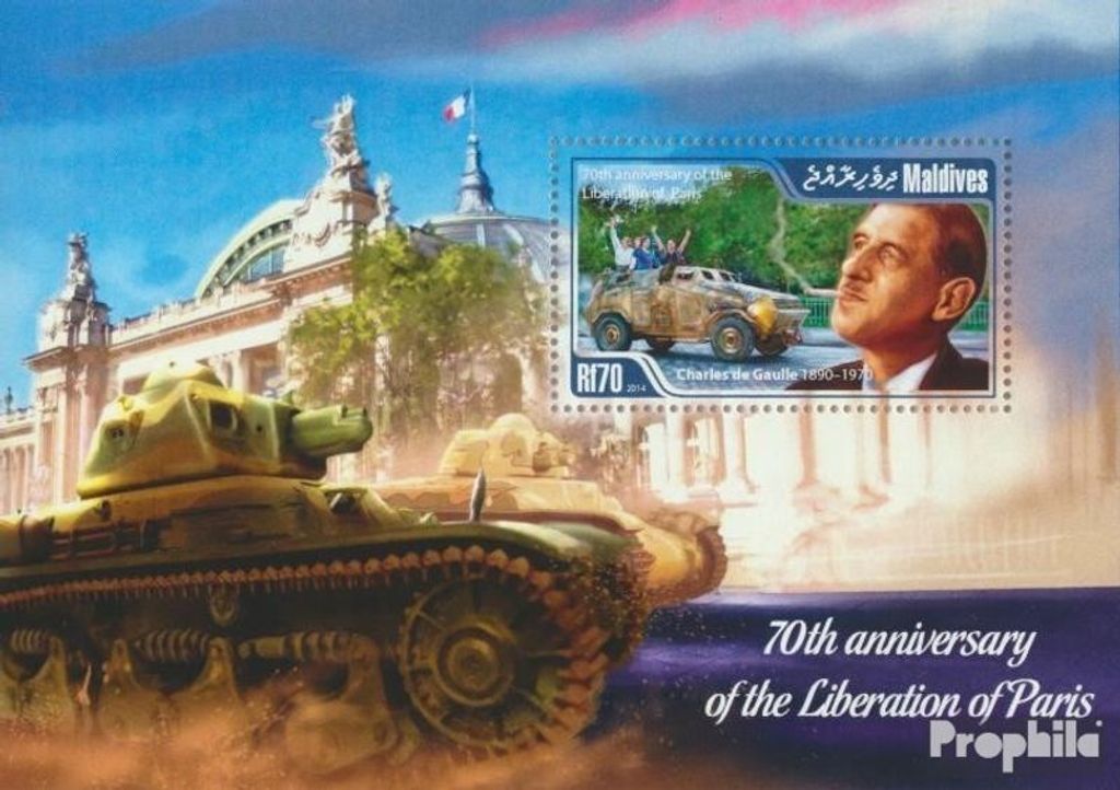 Briefmarken Malediven 2015 Mi Block 772 (kompl. Ausg.) postfrisch Befreiung von Paris