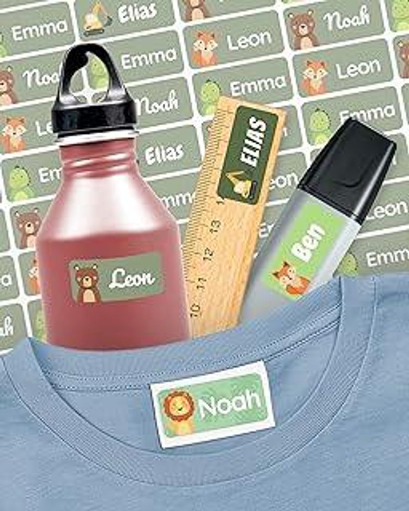 melu kidsNamensaufkleber für Kinder - Kleidung & Gegenstände (60 Stück) Kita/Schule - Namensschilder für Kleidung waschmaschinenfest und person...