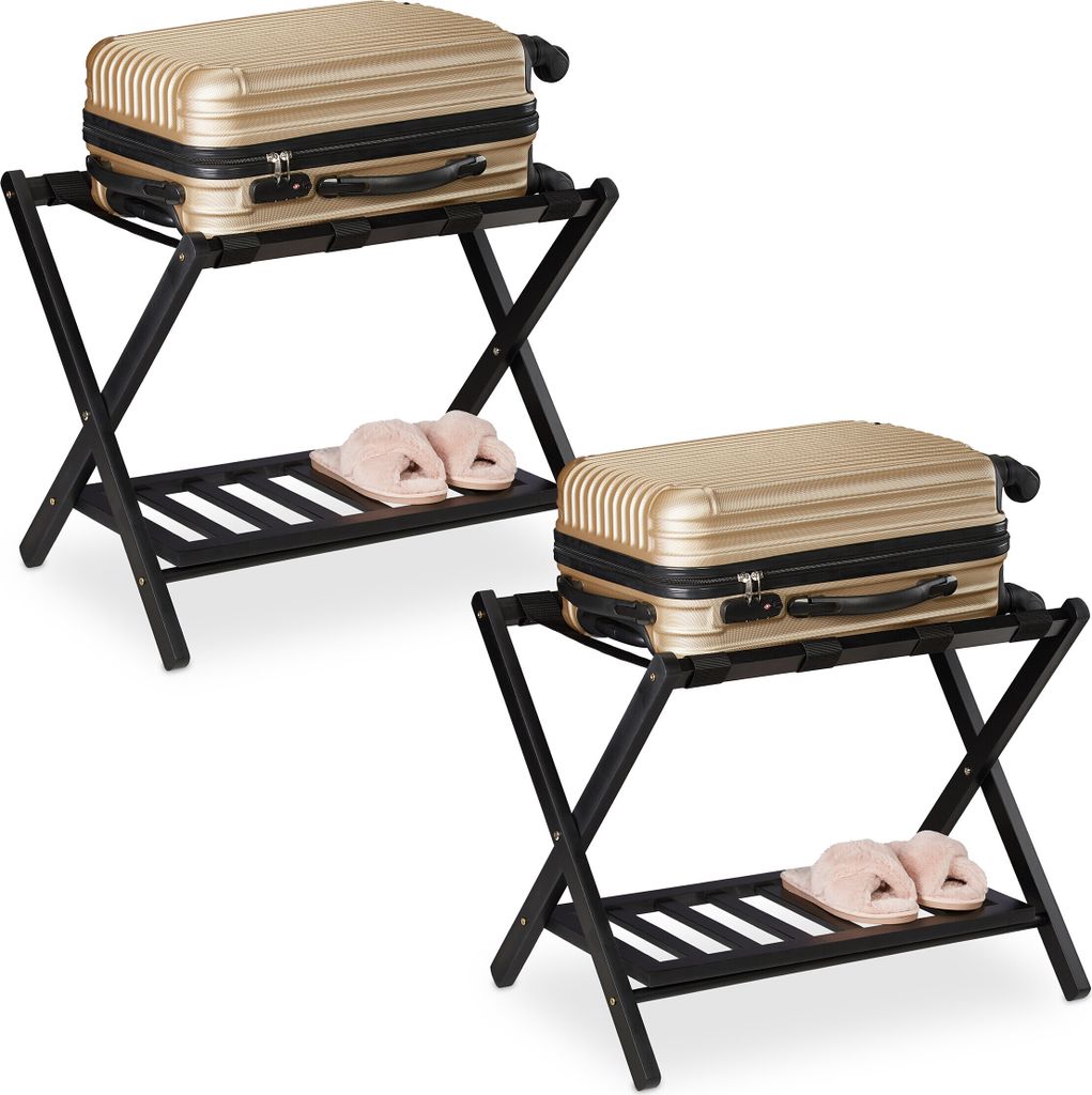 Relaxdays Portavaligie pieghevole, set da 2, legno, A x L x Immagine del prodotto 