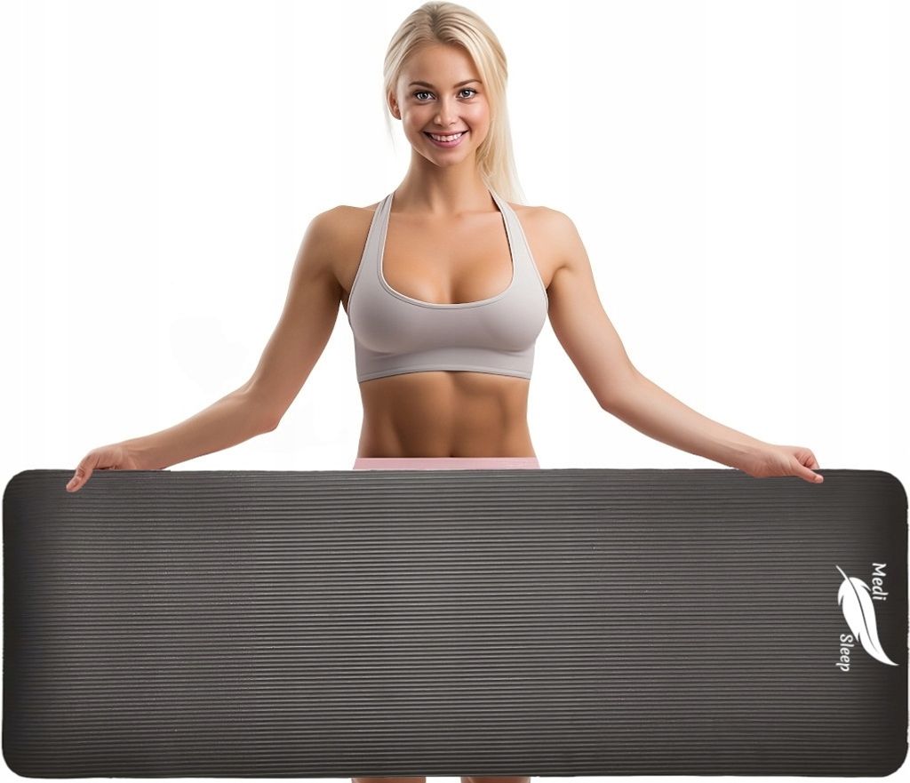 Černá sportovní podložka, na fitness, jógu, cvičení, s Obrázek produktu 8