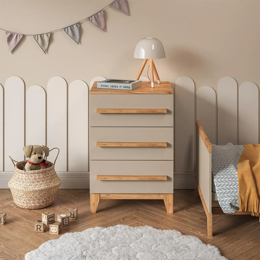 Meuble de rangement 3 tiroirs Vitalispa Malia coloris Cachemire 60x88 cm
