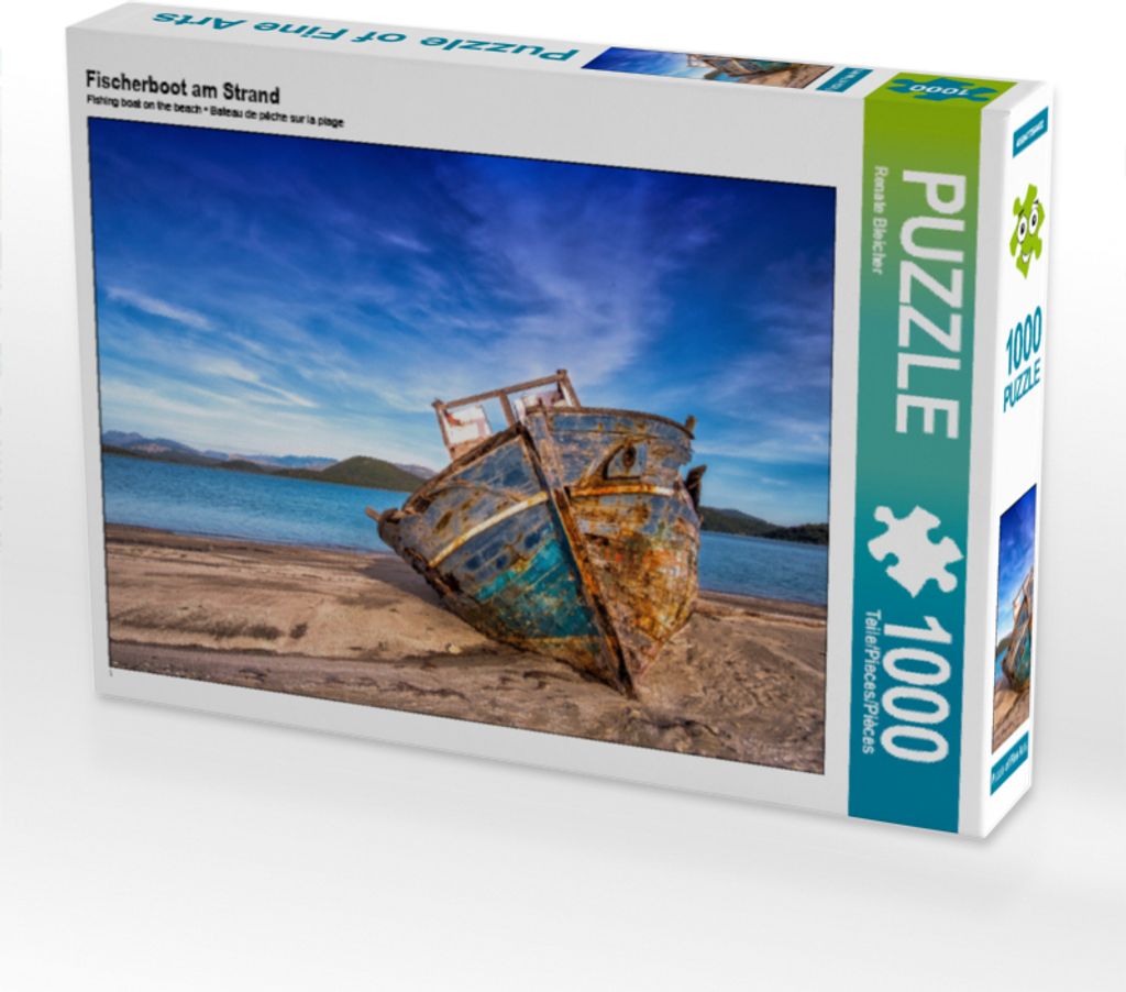 CALVENDO Puzzle Fischerboot am Strand 1000 Teile Puzzle quer | 1000 Teile Lege-Größe 64x48cm Foto-Puzzle für glückliche Stunden