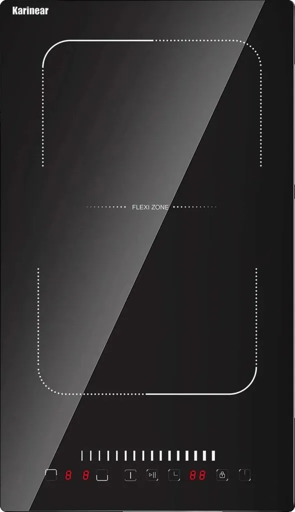 Table induction double foyer tactile puissance réglable noir compacte
