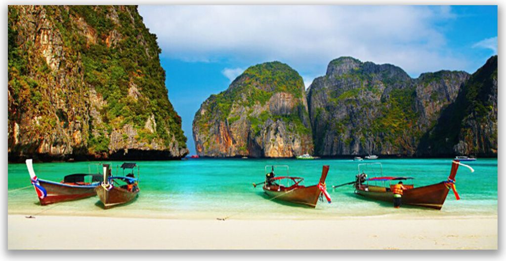 Tulup Leinwand-Bilder 140x70 Wandbild Canvas Kunstdruck Strand Meer Gebirge Landschaft