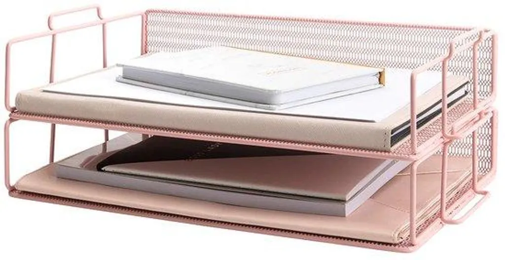 Organisateur de Bureau Blu Monaco Rose - 2 Bacs à Courrier Empilables