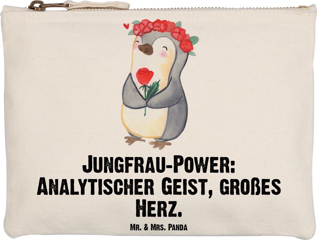 Mr. & Mrs. Panda Kulturbeutel Jungfrau Astrologie Grösse XL Große - Weiß - Geschenk, Sternzeichen, Tierkreiszeichen, Geburtstagsgeschenk, Stoffb...