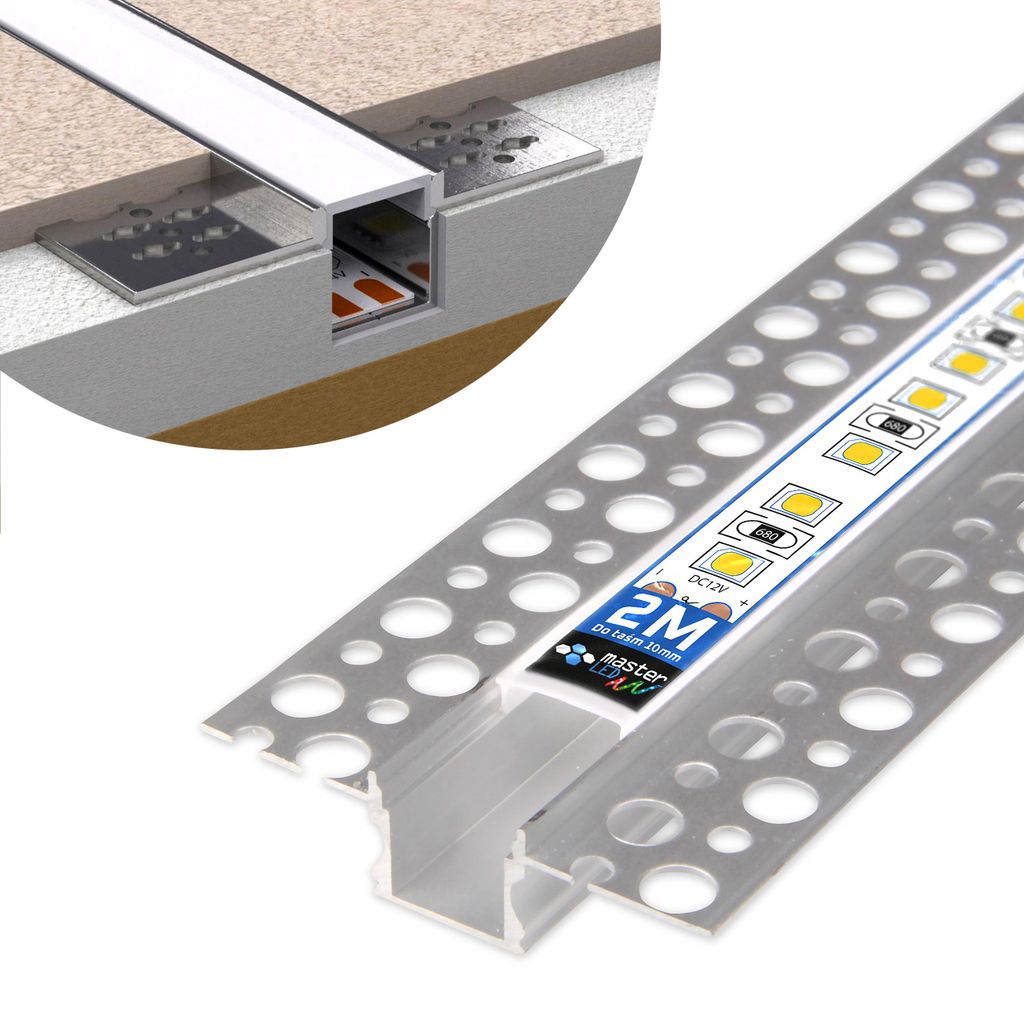 MasterLED LED-Aluprofil Trockenbau 10 mm 2 m Silber Produktbild 