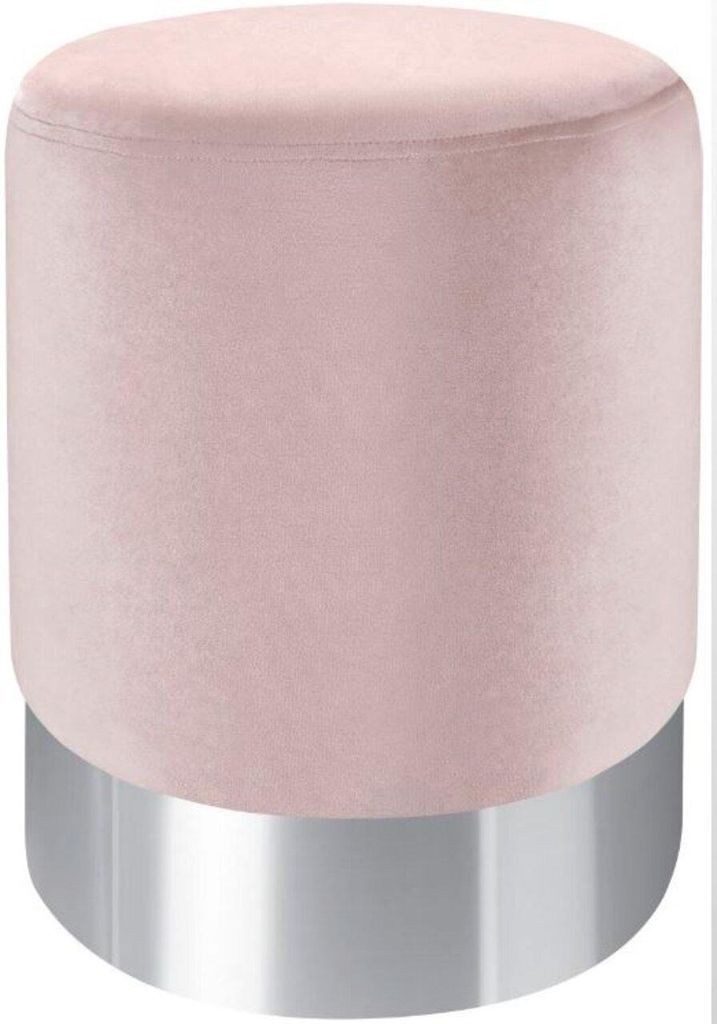 XORA Hocker PURO Rosa Samt Edelstahl Skandistil 35x42x35 cm Produktbild 