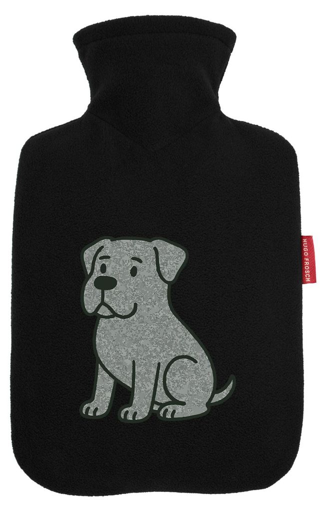 Huuraa Wärmflasche Cane Corso Comic Corsi 1,8 Liter Black Classic Veloursbezug Bettflasche Geschenkidee