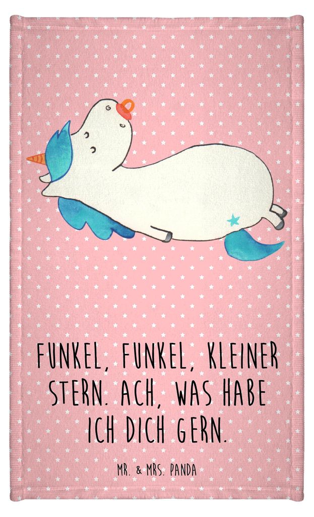 Mr. & Mrs. Panda Handtuch Einhorn Schnuller - Rot Pastell - Geschenk, gäste wc, Unicorn, Klein, Mama, Einhörner, Gästetuch, Baby, Gäste-WC, Mut...