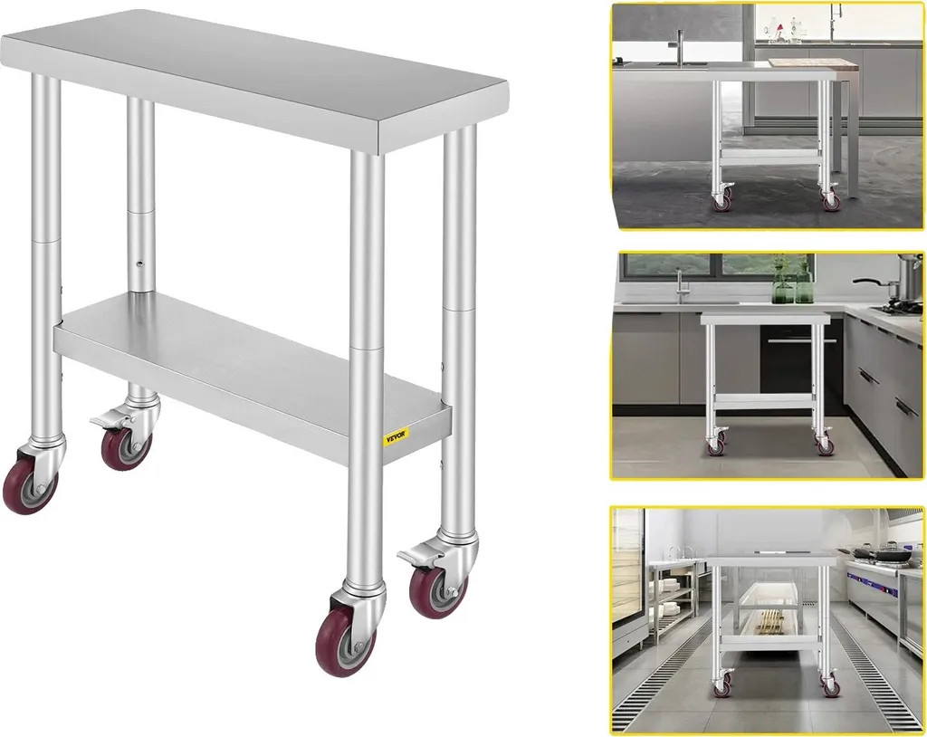 Table cuisine inox 30x12 pouces : solution gain de place et anti-rouille