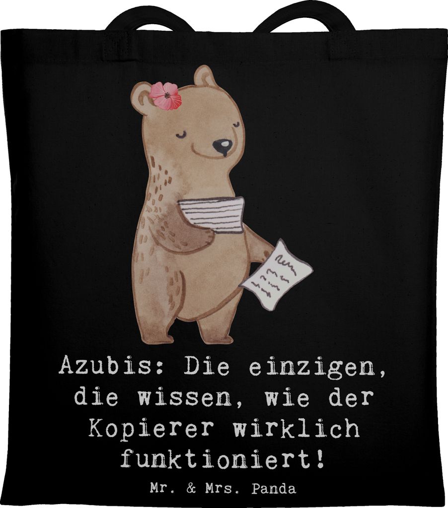 Mr. & Mrs. Panda Shopping Tasche Auszubildende Kopierer - Schwarz - Geschenk, Berufe, Lernen, Berufsausbildung, personalisierte Geschenke, Schultas...