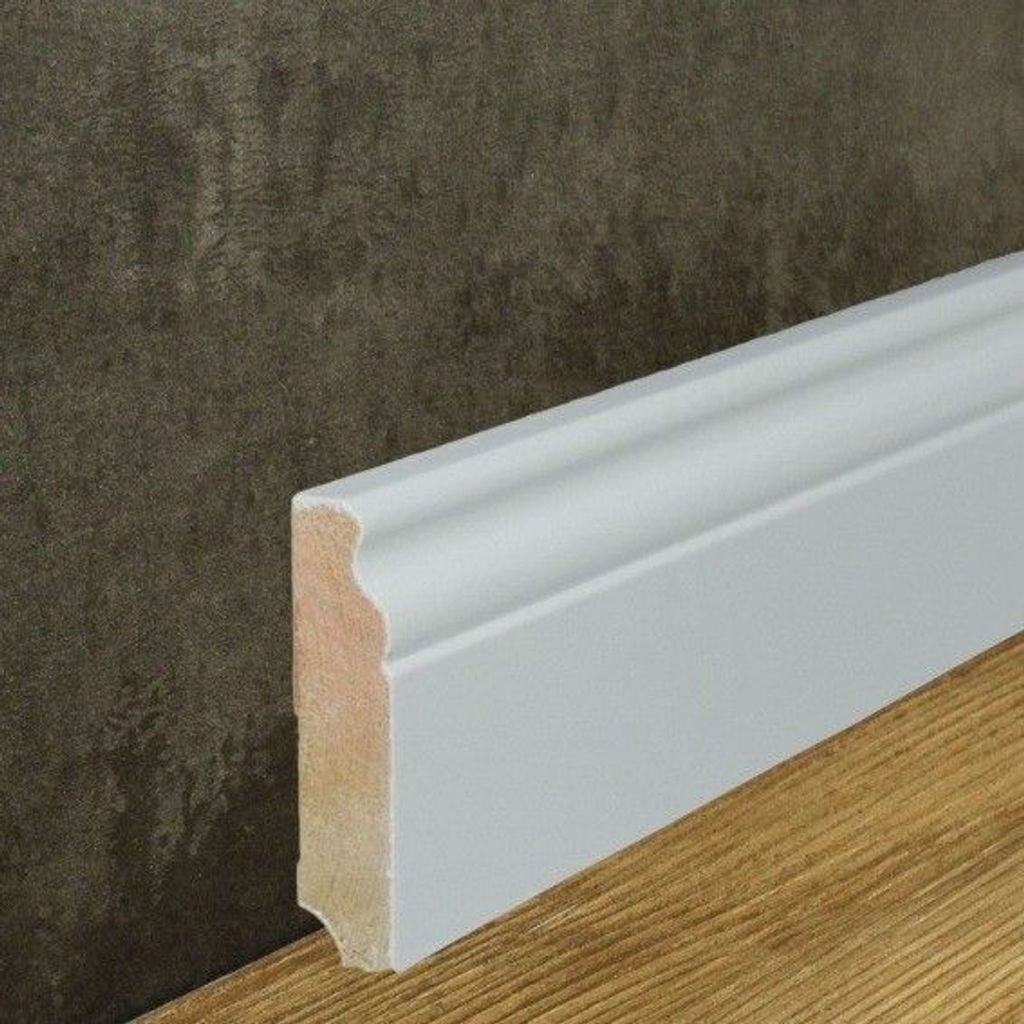 Sockelleiste Berliner Profil Hamburger Leiste 19 x 80 x 2500 mm Weiß Massivholz Fußleiste Klassisch by PROVISTON 25 Meter | 10 Stück