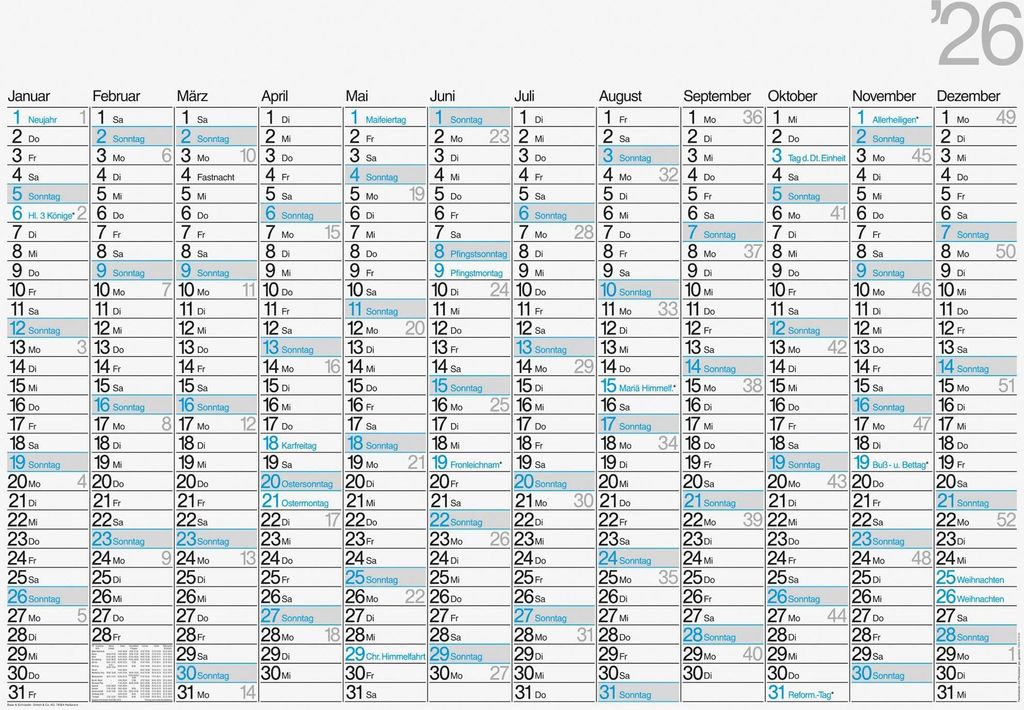 2026 Brunnen Plakatkalender 701 02 980×680 mm