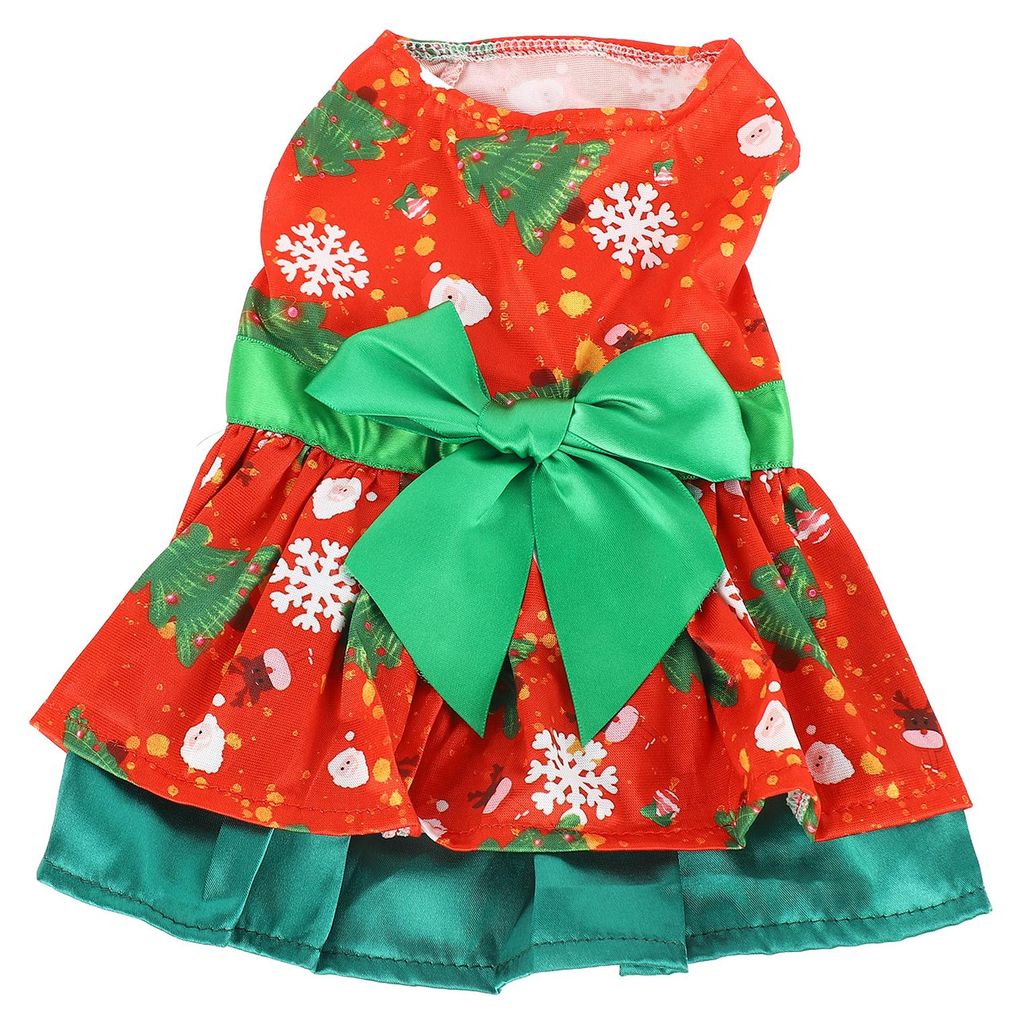 Hundekleid, modisch, niedlicher Weihnachtsbaum, Schneeflockenmuster, Welpe, Sommer, für Party, Alltag, Fotografie, S