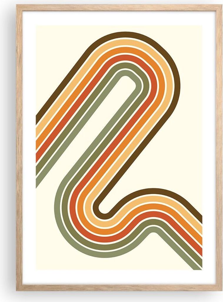 Gerahmtes Poster - Rahmen in heller Eiche - Abstraktion Weg Gürtel - 50x70 cm - Wand Bild - Wanddeko - Wandbilder - Kunstposter - Wandposter - Bil...