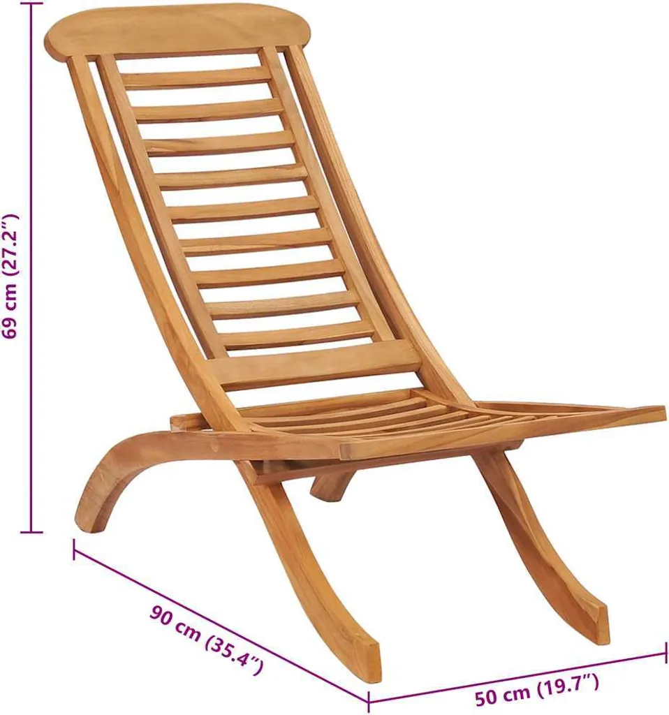 Chaise de jardin pliante météo-résistante en teck pour extérieur - 6