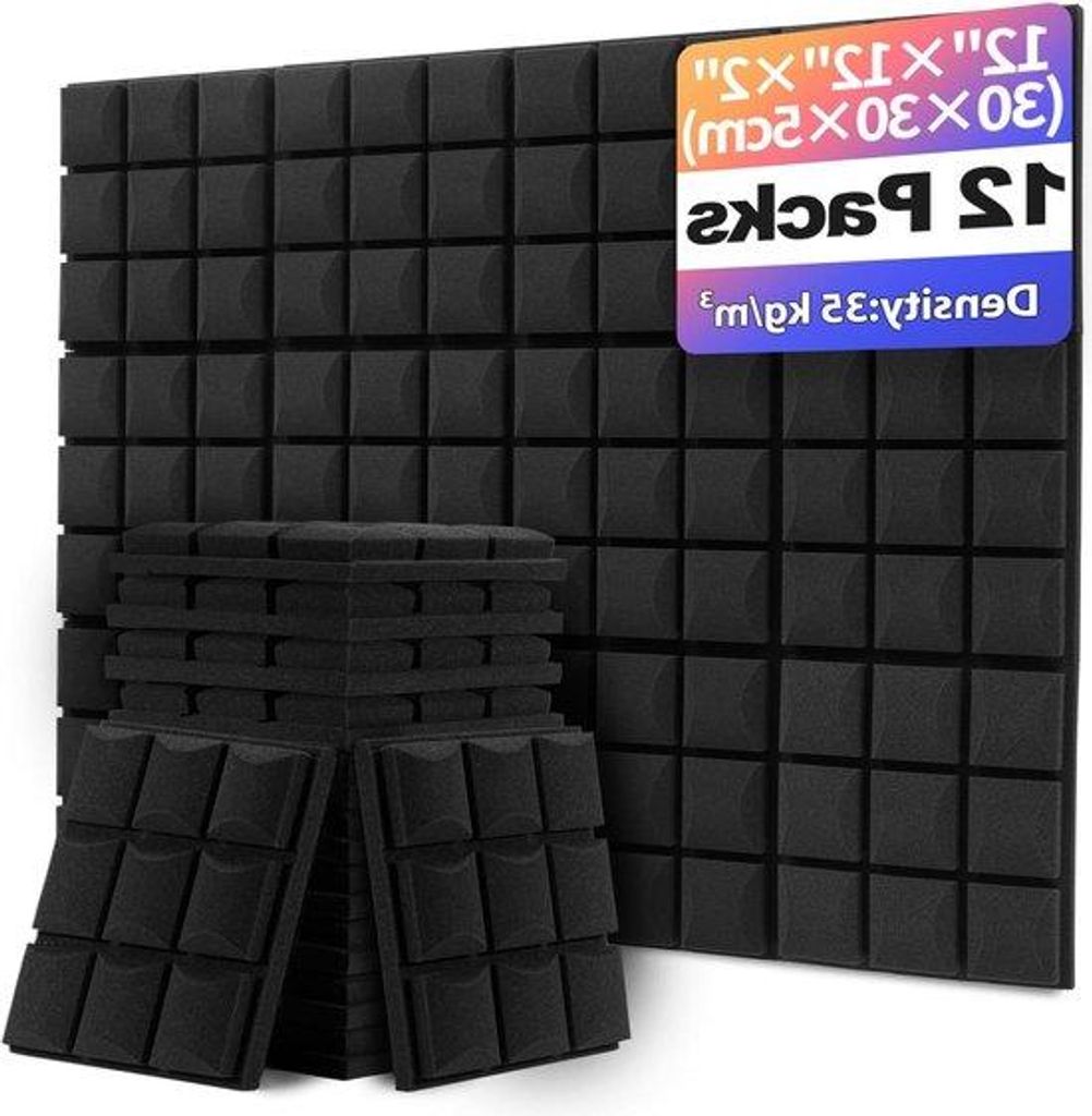 Schalldämpfende Akustikpanele 12-teilig 30x30x5cm Anthrazit