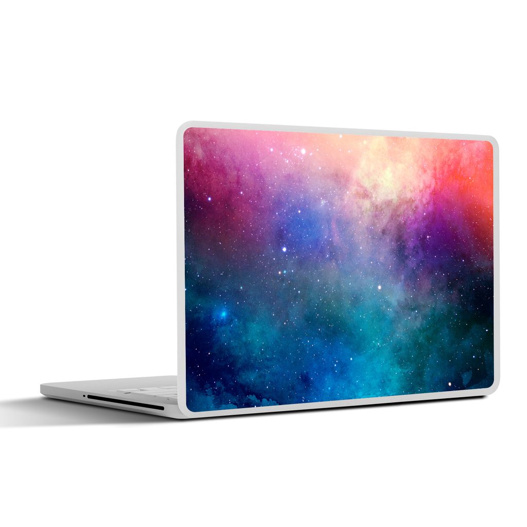 MuchoWow Laptop Aufkleber Sticker Cover Aquarell - Sternenhimmel - Blau - Rosa 25x18 cm - Laptop-Deko