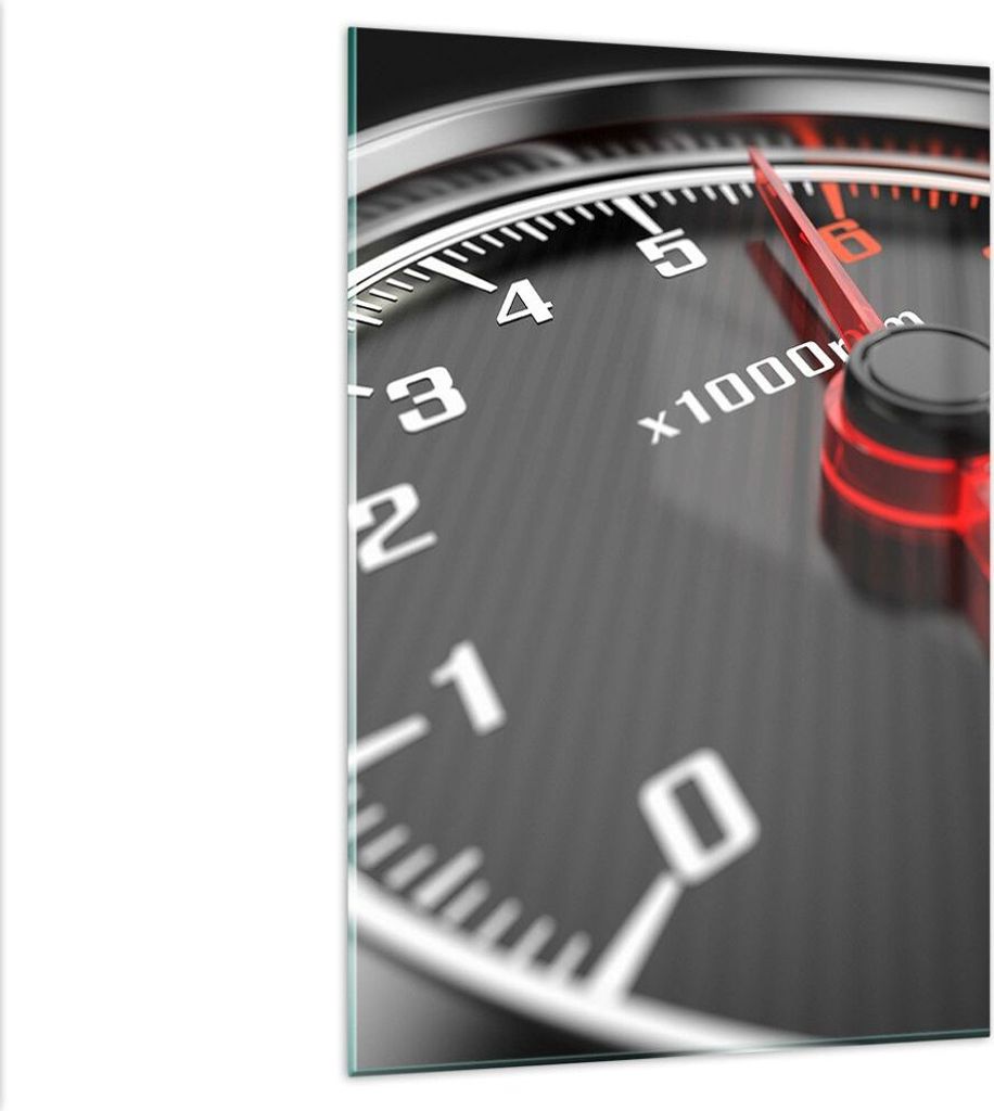 Bilder auf glas - Einteilig - Tachometer Auto Pfeil - 80x120cm - Glasbilder - Wandbilder - Bilder - zum Aufhängen bereit - Wanddekoration aus Glas...