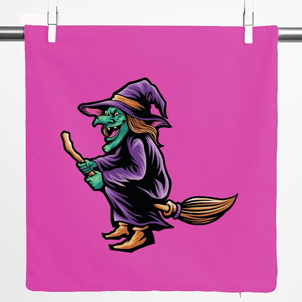 Huuraa Kissenbezug Hexe Halloween 40x40cm Fuchsia Baumwolle Dekokissenbezug Geschenkidee