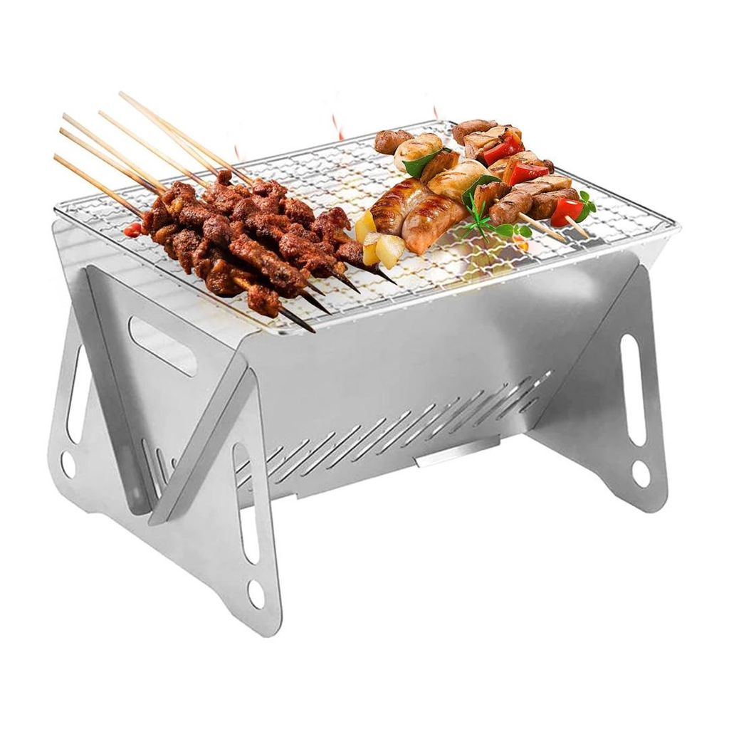 Tragbarer Klappgrill aus Edelstahl für Camping und Picknicks – Faltbarer Outdoor-Grill, 397 g - PORTOGRILL