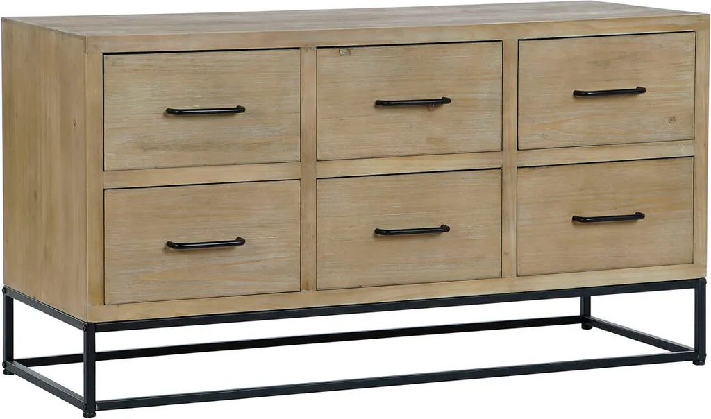 Buffet DKD Home Decor Noir et Naturel en Métal et Bois MDF 120x40x64 cm