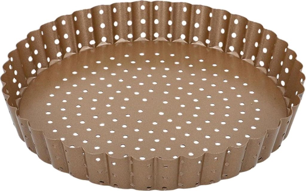 geperforeierte Quiche-, Torten- und Pizzabackform, Ø 25 cm, Backform mit losem Hebeboden und bronzefarbenem Kohlenstoffstahl, mit Antihaftbeschich...