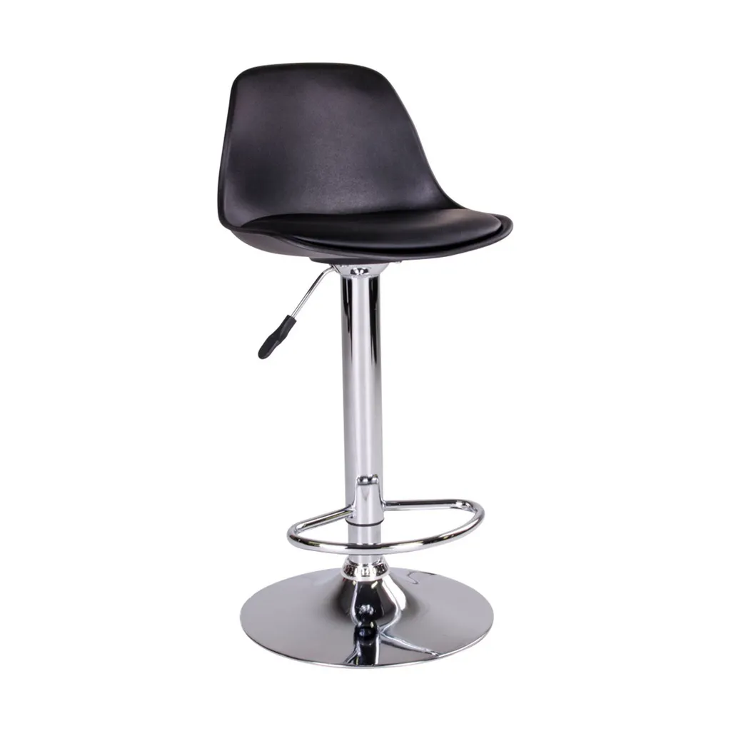 Chaise de Bar Talbot Noir et Chrome - Tabouret Haut Cuisine et Salon