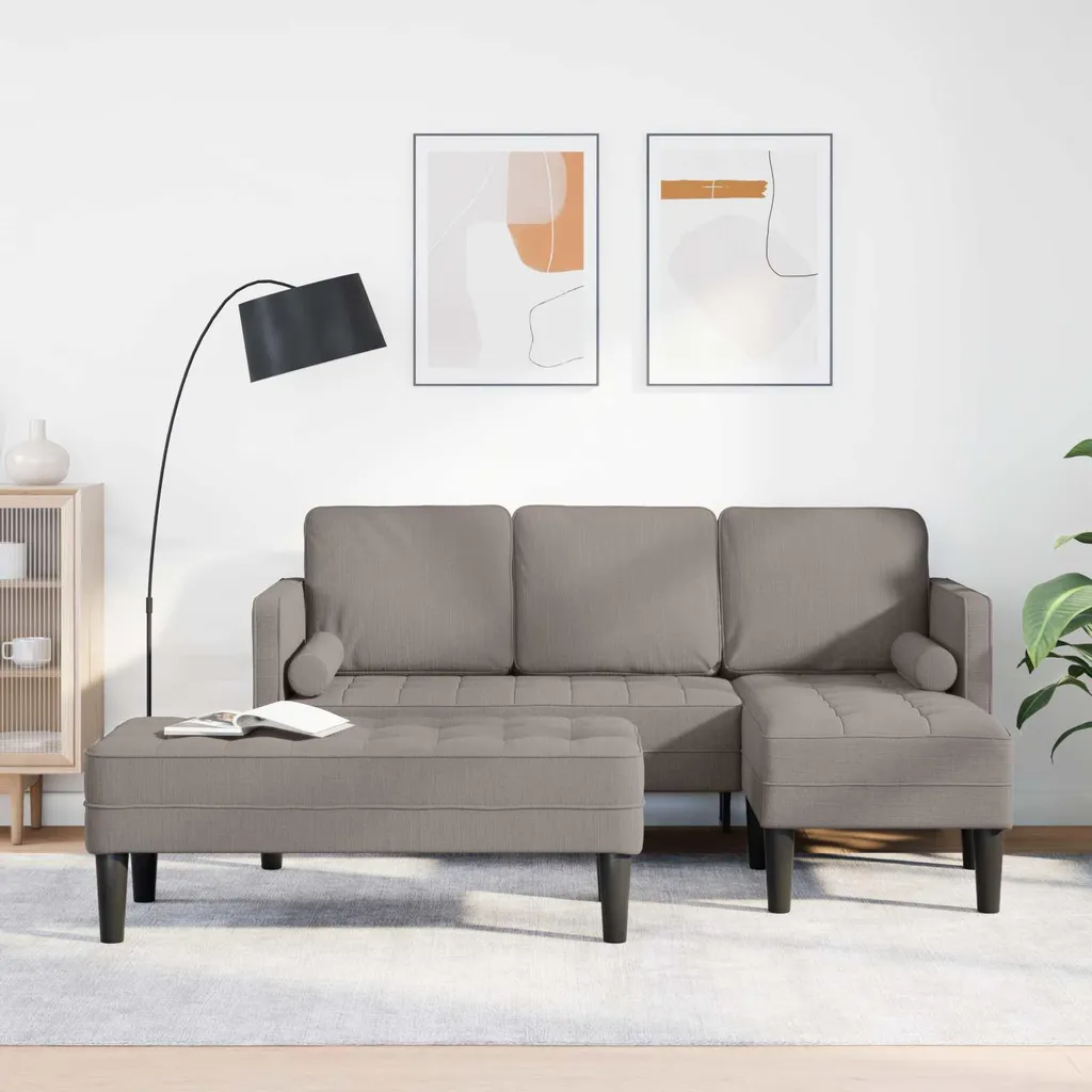 Ensemble canapé de terrasse taupe et ses coussins confortables