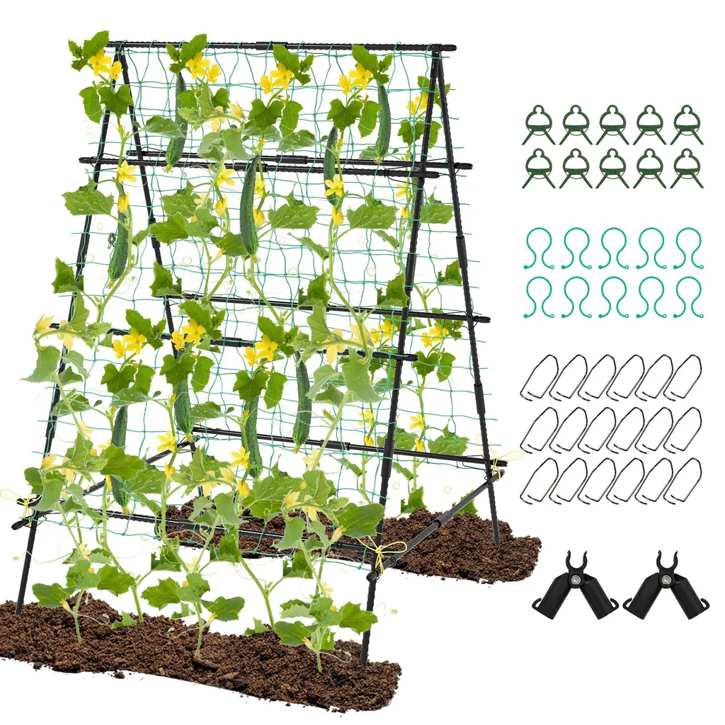 Treillis métallique de jardinage avec filet pour plantes grimpantes
