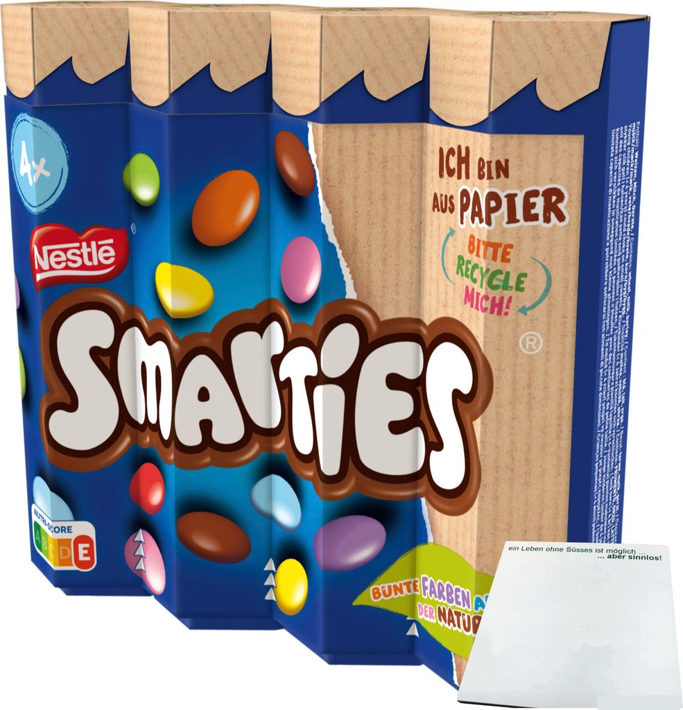 Smarties Multipack bunte Schokolinsen 4er (4x34g Rolle) + Produktbild 