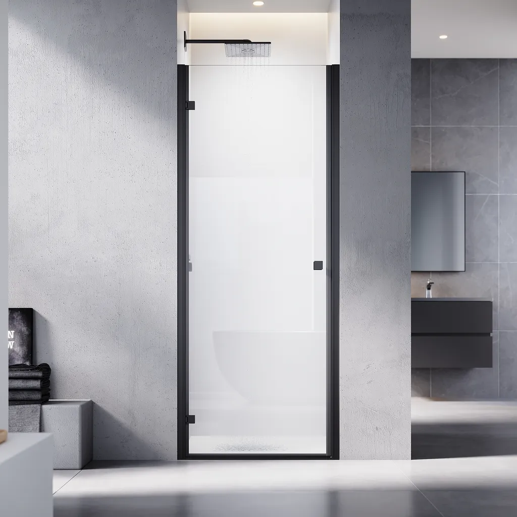 Porte de douche battante étanche 80 cm verre 6mm facile à nettoyer noir