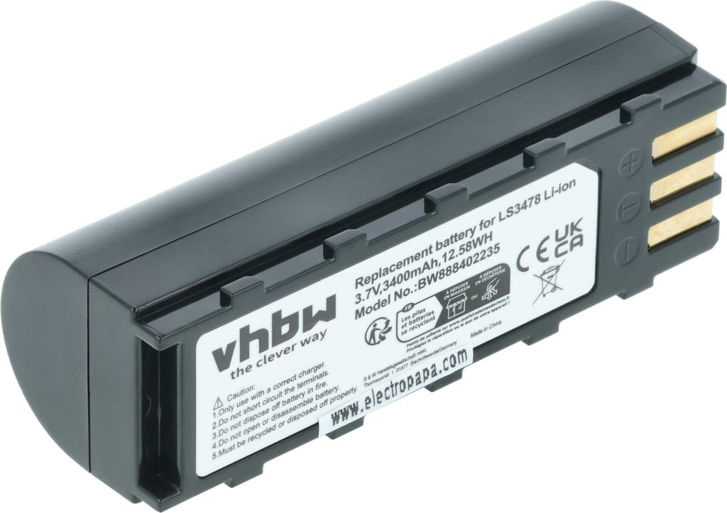 vhbw Akku kompatibel mit Honeywell 8800 Barcodescanner POS (3400 mAh, 3,7 V, Li-Ion)