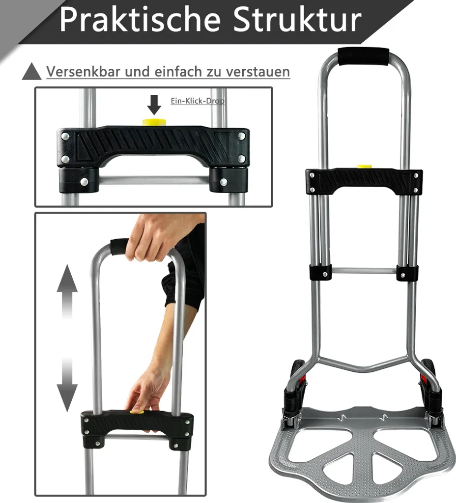 VA-Cerulean Diable Pliable 60kg Chariot à Bagages Manuel Bleu Azur - 9