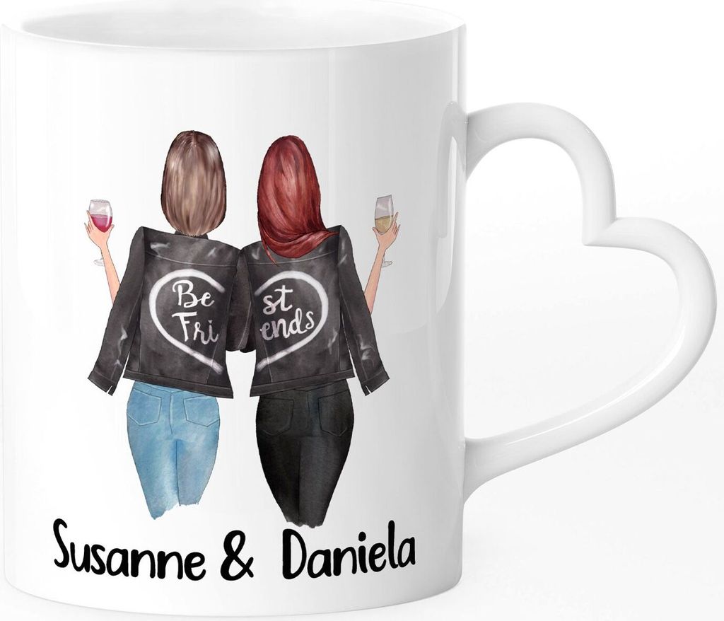 Tasse Beste Freundin personalisiert persönliche Geschenke Freundschaft Frauen Best Friends mit Herz-Henkel SpecialMe Herz weiß Herz-Tasse