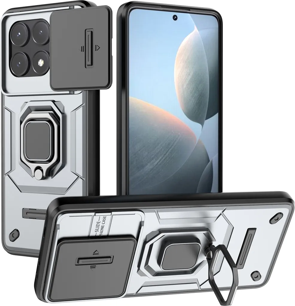 Custodia Xiaomi Poco X6 Pro / Redmi K70E Antiurto con Stand Anello Grigio