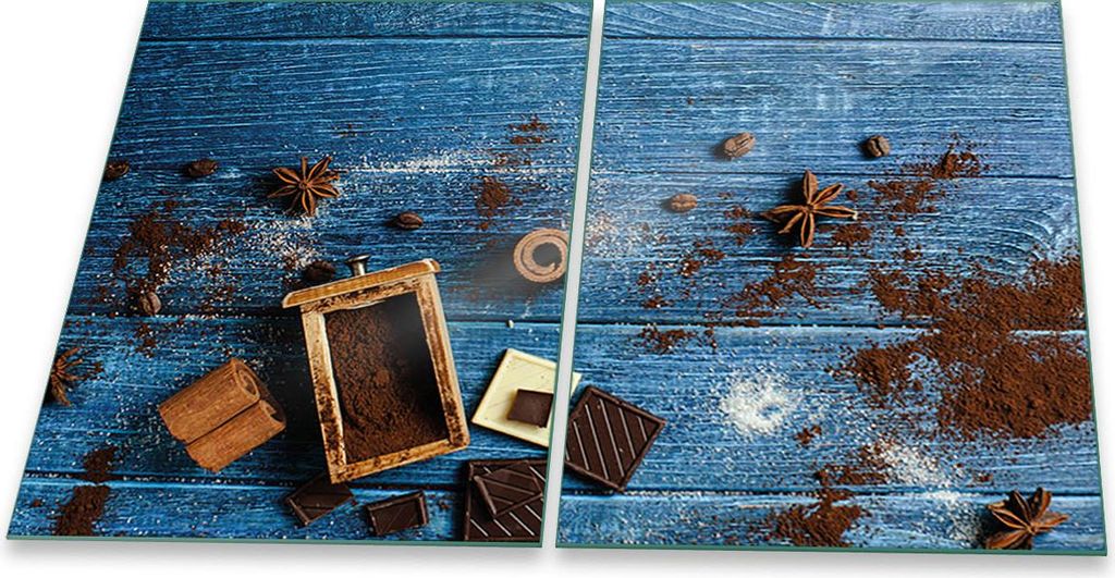 Herdabdeckplatten Glaskeramik Spritzschutz Glas Universal 2-Teilig 2x40x52 Schokolade