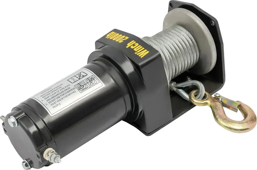 Treuil électrique noir avec télécommande sans fil haute capacité 12V