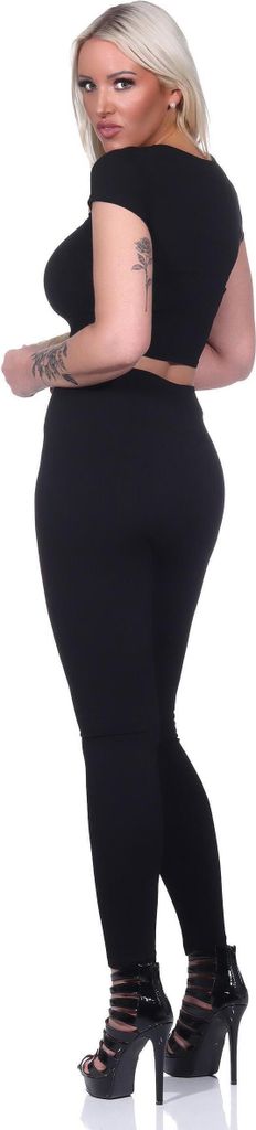 Damen Leggings Thermo Doppelripp Hoher Bund Sport Gym Produktbild 
