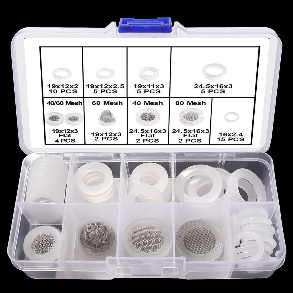 50-teiliges Reparaturset mit Silikonringen und Siebdichtungen (1/2, 3/4 Zoll) für Wasserhähne, Duschköpfe, Armaturen und Schläuche, inklusive O...